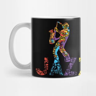 Modern Jazz Theme Design with Sax Player Mug